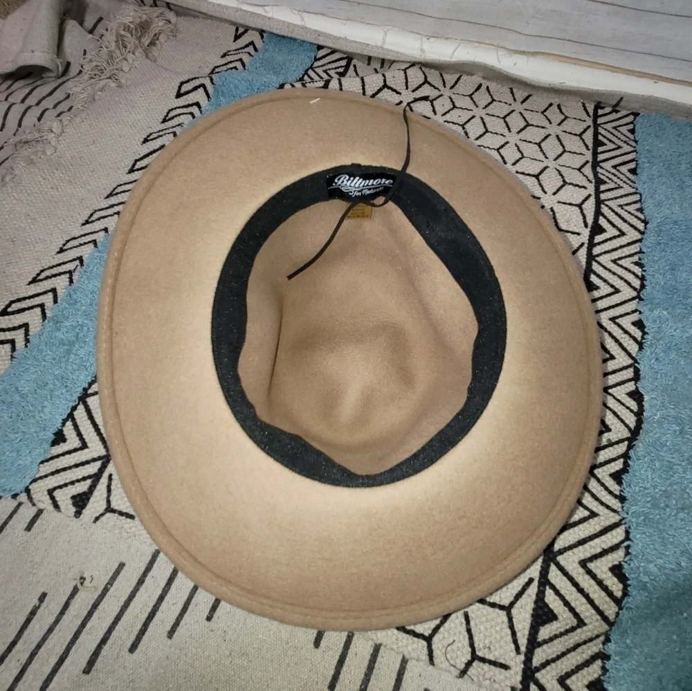 BILTMORE FOR MADEWELL 100% WOOL HATTAN W BROWN LEATHER HATBAND TRIM, sz M-L
